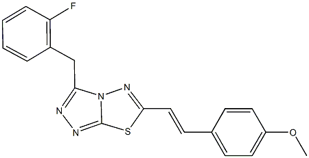 4-{2-[3-(2-fluorobenzyl)[1,2,4]triazolo[3,4-b][1,3,4]thiadiazol-6-yl]vinyl}phenyl methyl ether Struktur