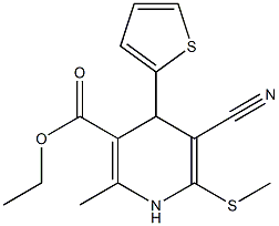 ethyl 5-cyano-2-methyl-6-(methylsulfanyl)-4-(2-thienyl)-1,4-dihydro-3-pyridinecarboxylate Struktur