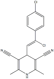 4-[2-chloro-2-(4-chlorophenyl)vinyl]-2,6-dimethyl-1,4-dihydro-3,5-pyridinedicarbonitrile Struktur