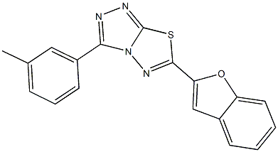 6-(1-benzofuran-2-yl)-3-(3-methylphenyl)[1,2,4]triazolo[3,4-b][1,3,4]thiadiazole Struktur