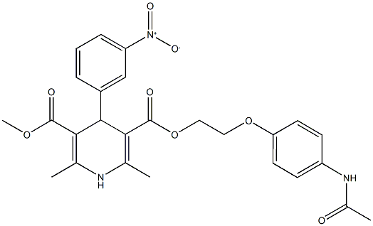 3-{2-[4-(acetylamino)phenoxy]ethyl} 5-methyl 4-{3-nitrophenyl}-2,6-dimethyl-1,4-dihydro-3,5-pyridinedicarboxylate Struktur