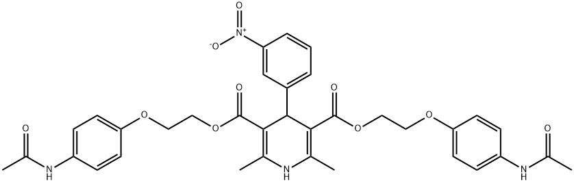 bis{2-[4-(acetylamino)phenoxy]ethyl} 4-{3-nitrophenyl}-2,6-dimethyl-1,4-dihydro-3,5-pyridinedicarboxylate Struktur