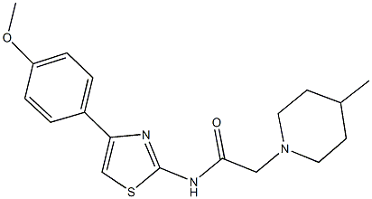 N-[4-(4-methoxyphenyl)-1,3-thiazol-2-yl]-2-(4-methyl-1-piperidinyl)acetamide Struktur