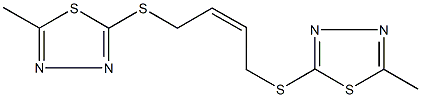 2-methyl-5-({4-[(5-methyl-1,3,4-thiadiazol-2-yl)sulfanyl]-2-butenyl}sulfanyl)-1,3,4-thiadiazole Struktur