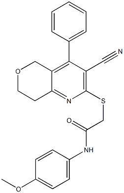 2-[(3-cyano-4-phenyl-7,8-dihydro-5H-pyrano[4,3-b]pyridin-2-yl)sulfanyl]-N-(4-methoxyphenyl)acetamide Struktur