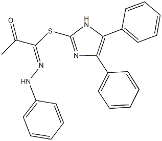 4,5-diphenyl-1H-imidazol-2-yl 2-oxo-N-phenylpropanehydrazonothioate Struktur