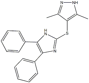 4-[(4,5-diphenyl-1H-imidazol-2-yl)sulfanyl]-3,5-dimethyl-1H-pyrazole Struktur