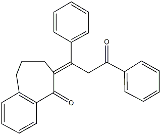 6-(3-oxo-1,3-diphenylpropylidene)-6,7,8,9-tetrahydro-5H-benzo[a]cyclohepten-5-one Struktur