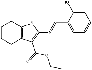 ethyl 2-[(2-hydroxybenzylidene)amino]-4,5,6,7-tetrahydro-1-benzothiophene-3-carboxylate Struktur