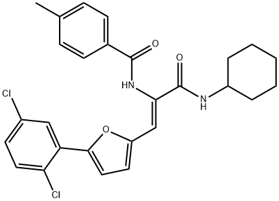 N-{1-[(cyclohexylamino)carbonyl]-2-[5-(2,5-dichlorophenyl)-2-furyl]vinyl}-4-methylbenzamide Struktur