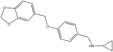 N-[4-(1,3-benzodioxol-5-ylmethoxy)benzyl]-N-cyclopropylamine Struktur