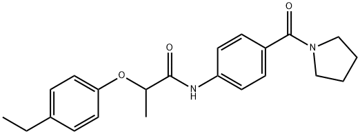 2-(4-ethylphenoxy)-N-[4-(1-pyrrolidinylcarbonyl)phenyl]propanamide Struktur