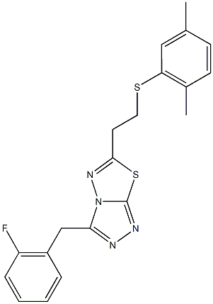 2,5-dimethylphenyl 2-[3-(2-fluorobenzyl)[1,2,4]triazolo[3,4-b][1,3,4]thiadiazol-6-yl]ethyl sulfide Struktur