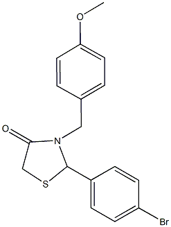 2-(4-bromophenyl)-3-(4-methoxybenzyl)-1,3-thiazolidin-4-one Struktur