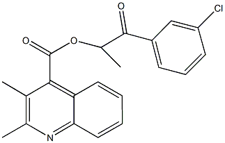 2-(3-chlorophenyl)-1-methyl-2-oxoethyl 2,3-dimethyl-4-quinolinecarboxylate Struktur