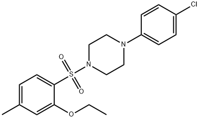 2-{[4-(4-chlorophenyl)-1-piperazinyl]sulfonyl}-5-methylphenyl ethyl ether Struktur