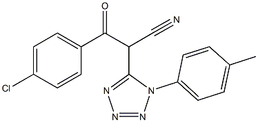 3-(4-chlorophenyl)-2-[1-(4-methylphenyl)-1H-tetraazol-5-yl]-3-oxopropanenitrile Struktur