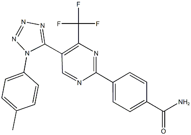 4-[5-[1-(4-methylphenyl)-1H-tetraazol-5-yl]-4-(trifluoromethyl)-2-pyrimidinyl]benzamide Struktur