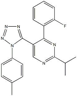 4-(2-fluorophenyl)-2-isopropyl-5-[1-(4-methylphenyl)-1H-tetraazol-5-yl]pyrimidine Struktur