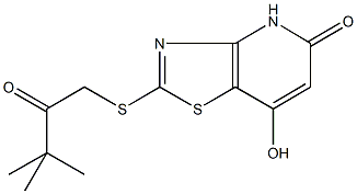 2-[(3,3-dimethyl-2-oxobutyl)sulfanyl]-7-hydroxy[1,3]thiazolo[4,5-b]pyridin-5(4H)-one Struktur