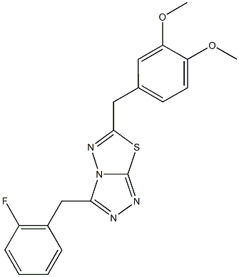 6-(3,4-dimethoxybenzyl)-3-(2-fluorobenzyl)[1,2,4]triazolo[3,4-b][1,3,4]thiadiazole Struktur