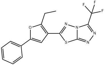 6-(2-ethyl-5-phenyl-3-furyl)-3-(trifluoromethyl)[1,2,4]triazolo[3,4-b][1,3,4]thiadiazole Struktur