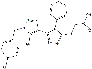 ({5-[5-amino-1-(4-chlorobenzyl)-1H-1,2,3-triazol-4-yl]-4-phenyl-4H-1,2,4-triazol-3-yl}sulfanyl)acetic acid Struktur