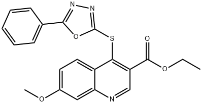 ethyl 7-methoxy-4-[(5-phenyl-1,3,4-oxadiazol-2-yl)sulfanyl]-3-quinolinecarboxylate Struktur