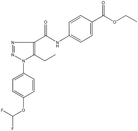 ethyl 4-[({1-[4-(difluoromethoxy)phenyl]-5-ethyl-1H-1,2,3-triazol-4-yl}carbonyl)amino]benzoate Struktur