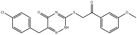 6-(4-chlorobenzyl)-3-{[2-(3-methoxyphenyl)-2-oxoethyl]sulfanyl}-1,2,4-triazin-5(4H)-one Struktur