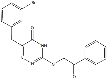 6-(3-bromobenzyl)-3-[(2-oxo-2-phenylethyl)sulfanyl]-1,2,4-triazin-5(4H)-one Struktur