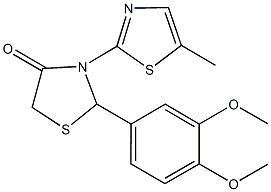 2-(3,4-dimethoxyphenyl)-3-(5-methyl-1,3-thiazol-2-yl)-1,3-thiazolidin-4-one Struktur