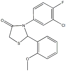 3-(3-chloro-4-fluorophenyl)-2-(2-methoxyphenyl)-1,3-thiazolidin-4-one Struktur