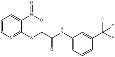 2-({3-nitro-2-pyridinyl}sulfanyl)-N-[3-(trifluoromethyl)phenyl]acetamide Struktur