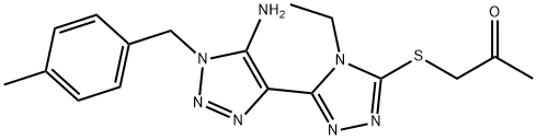 1-({5-[5-amino-1-(4-methylbenzyl)-1H-1,2,3-triazol-4-yl]-4-ethyl-4H-1,2,4-triazol-3-yl}sulfanyl)acetone Struktur