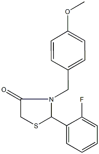 2-(2-fluorophenyl)-3-(4-methoxybenzyl)-1,3-thiazolidin-4-one Struktur