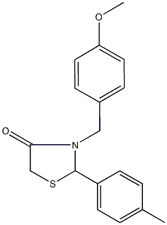 3-(4-methoxybenzyl)-2-(4-methylphenyl)-1,3-thiazolidin-4-one Struktur