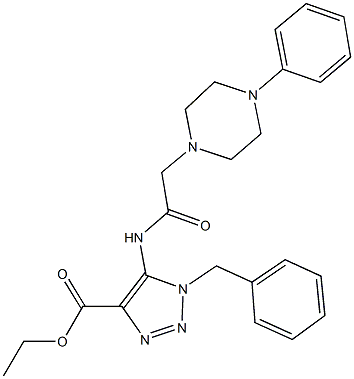 ethyl 1-benzyl-5-{[(4-phenyl-1-piperazinyl)acetyl]amino}-1H-1,2,3-triazole-4-carboxylate Struktur