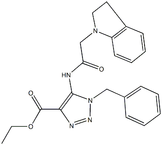 ethyl 1-benzyl-5-[(2,3-dihydro-1H-indol-1-ylacetyl)amino]-1H-1,2,3-triazole-4-carboxylate Struktur