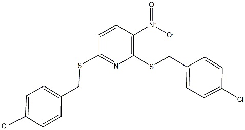 2,6-bis[(4-chlorobenzyl)sulfanyl]-3-nitropyridine Struktur