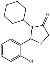 2-(2-chlorophenyl)-3-cyclohexyl-1,3-thiazolidin-4-one Struktur