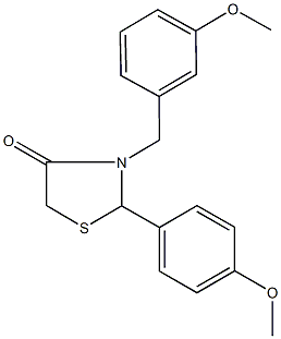 3-(3-methoxybenzyl)-2-(4-methoxyphenyl)-1,3-thiazolidin-4-one Struktur