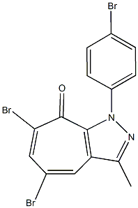 5,7-dibromo-1-(4-bromophenyl)-3-methylcyclohepta[c]pyrazol-8(1H)-one Struktur