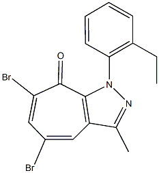 5,7-dibromo-1-(2-ethylphenyl)-3-methylcyclohepta[c]pyrazol-8(1H)-one Struktur