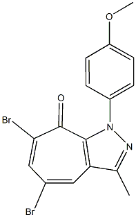 5,7-dibromo-1-(4-methoxyphenyl)-3-methylcyclohepta[c]pyrazol-8(1H)-one Struktur