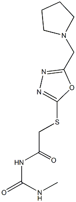 N-methyl-N'-({[5-(1-pyrrolidinylmethyl)-1,3,4-oxadiazol-2-yl]sulfanyl}acetyl)urea Struktur