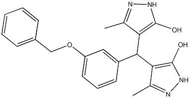 4-[[3-(benzyloxy)phenyl](5-hydroxy-3-methyl-1H-pyrazol-4-yl)methyl]-3-methyl-1H-pyrazol-5-ol Struktur