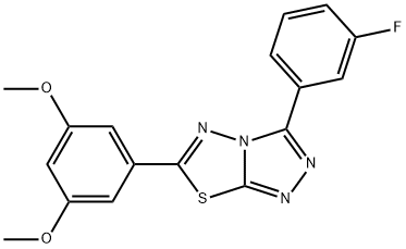 6-(3,5-dimethoxyphenyl)-3-(3-fluorophenyl)[1,2,4]triazolo[3,4-b][1,3,4]thiadiazole Struktur