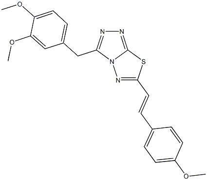 3-(3,4-dimethoxybenzyl)-6-[2-(4-methoxyphenyl)vinyl][1,2,4]triazolo[3,4-b][1,3,4]thiadiazole Struktur