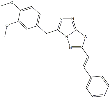 3-(3,4-dimethoxybenzyl)-6-(2-phenylvinyl)[1,2,4]triazolo[3,4-b][1,3,4]thiadiazole Struktur